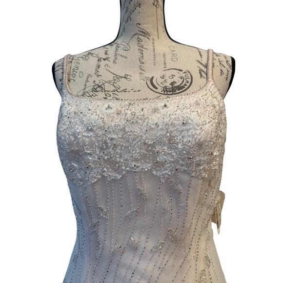 NWT Mon Cheri Blush Wedding Dress Beaded Embellished Bodice/skirt Sz 8 - Picture 3 of 16